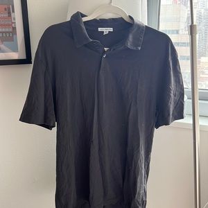 James perse sueded jersey polo, black